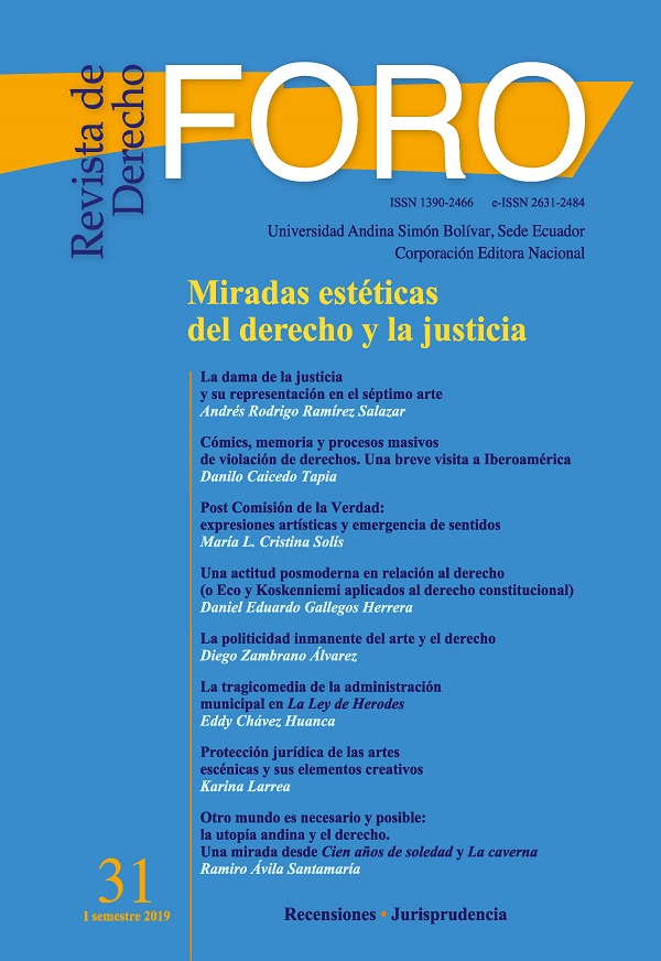 					Ver Núm. 31 (2019): Foro Revista de derecho: Miradas estéticas del derecho y la justicia
				